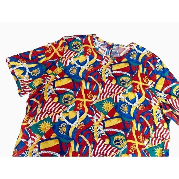 Vintage PENDLETON Nautical Colorful Short Sleeve Top 80s / 90s Size XL - Picture 3 of 8